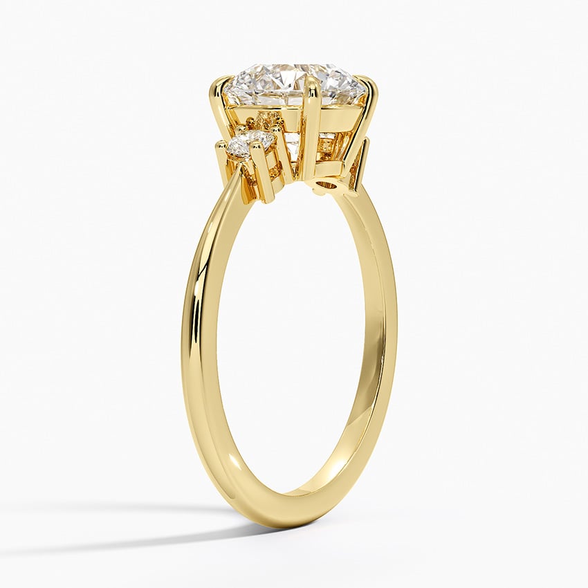 Petite Selene Three Stone Diamond Ring (1/10 ct. tw.) Yellow Gold 18k Round Engagement Ring