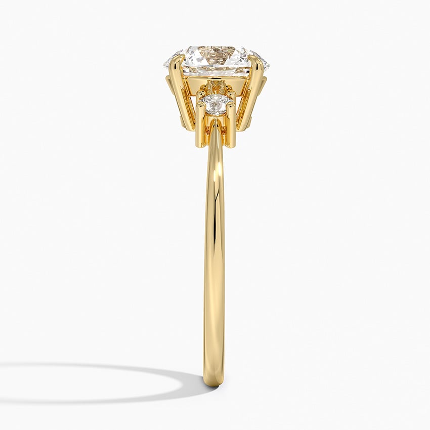 Petite Selene Three Stone Diamond Ring (1/10 ct. tw.) Yellow Gold 18k Round Engagement Ring