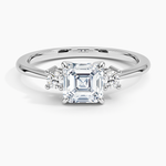 Petite Selene Three Stone Diamond Ring (1/10 ct. tw.) Platinum Asscher Engagement Ring