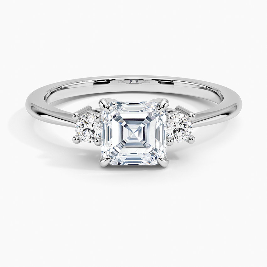 Petite Selene Three Stone Diamond Ring (1/10 ct. tw.) Platinum Asscher Engagement Ring