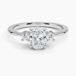 Petite Selene Three Stone Diamond Ring (1/10 ct. tw.) Platinum Oval Engagement Ring
