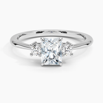 Petite Selene Three Stone Diamond Ring (1/10 ct. tw.) Platinum Radiant Engagement Ring
