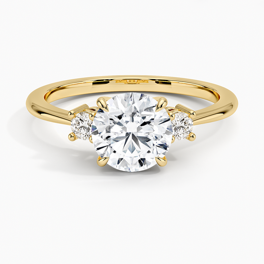 Petite Selene Three Stone Diamond Ring (1/10 ct. tw.) Yellow Gold 18k Round Engagement Ring