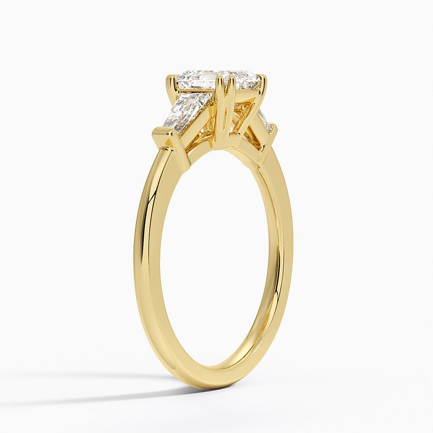 Symphony Double Prong Three Stone Diamond Ring (1/2 ct. tw.) Yellow Gold 18k Asscher Engagement Ring