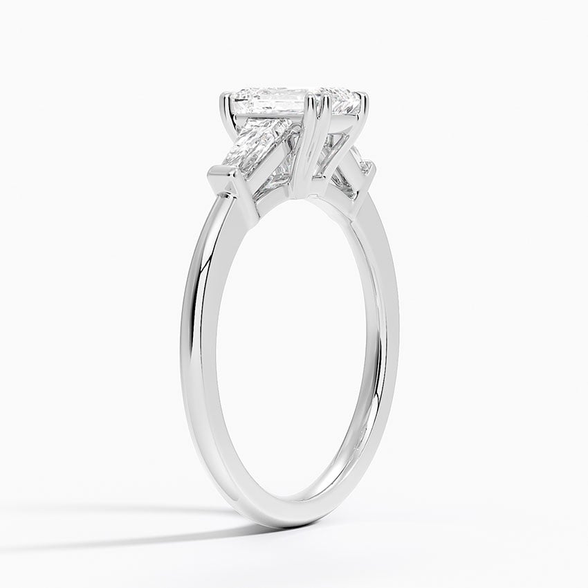Symphony Double Prong Three Stone Diamond Ring (1/2 ct. tw.) Platinum Emerald Engagement Ring