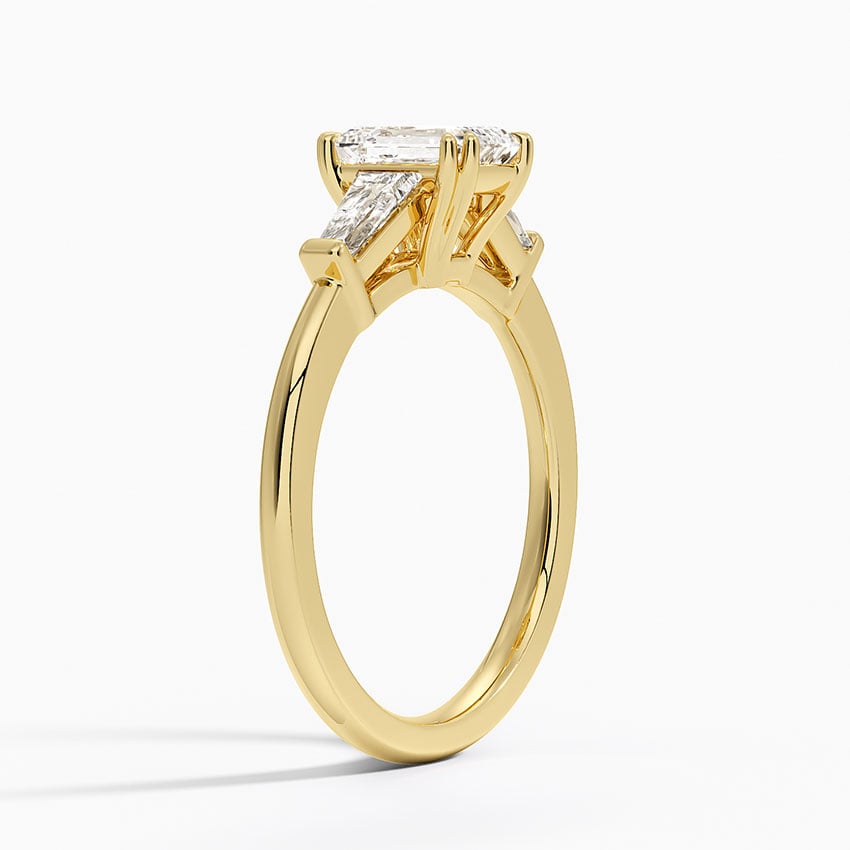 Symphony Double Prong Three Stone Diamond Ring (1/2 ct. tw.) Yellow Gold 18k Emerald Engagement Ring