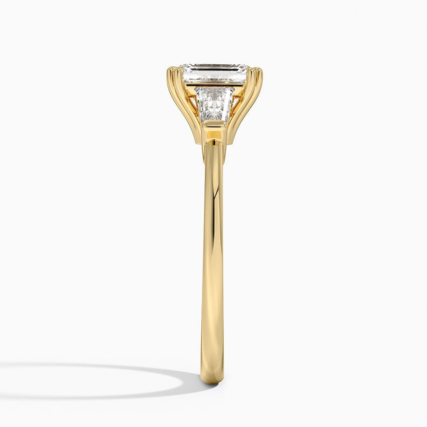 Symphony Double Prong Three Stone Diamond Ring (1/2 ct. tw.) Yellow Gold 18k Emerald Engagement Ring