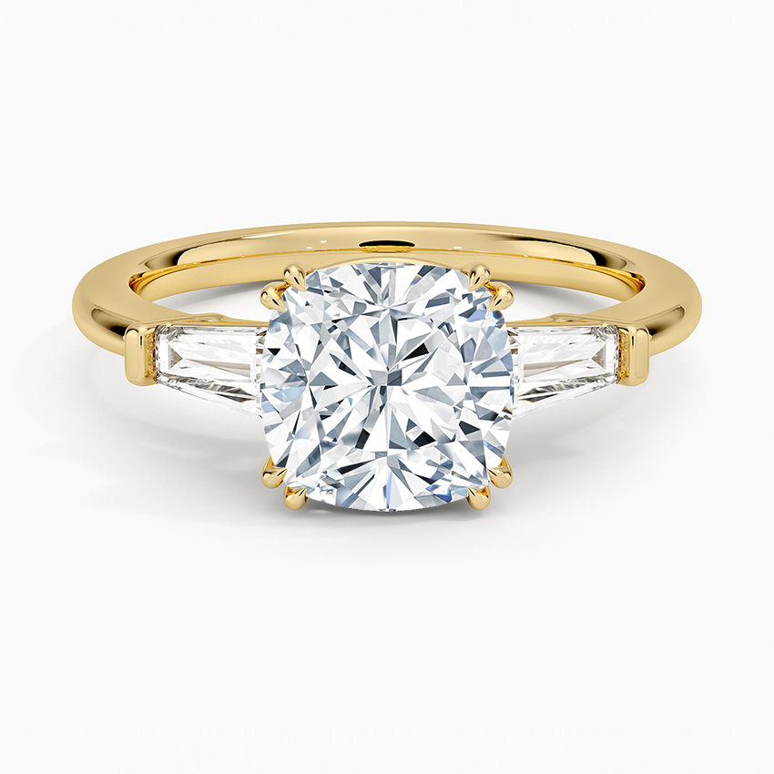 Symphony Double Prong Three Stone Diamond Ring (1/2 ct. tw.) Yellow Gold 18k Cushion Engagement Ring
