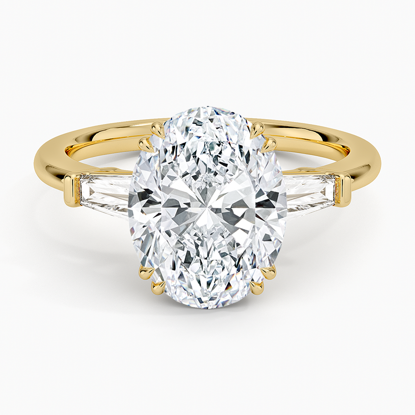 Symphony Double Prong Three Stone Diamond Ring (1/2 ct. tw.) Yellow Gold 18k Oval Engagement Ring