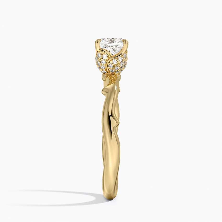 Rose Thorn Hidden Accent Diamond Ring (1/4 ct. tw.) Yellow Gold 18k Cushion Engagement Ring