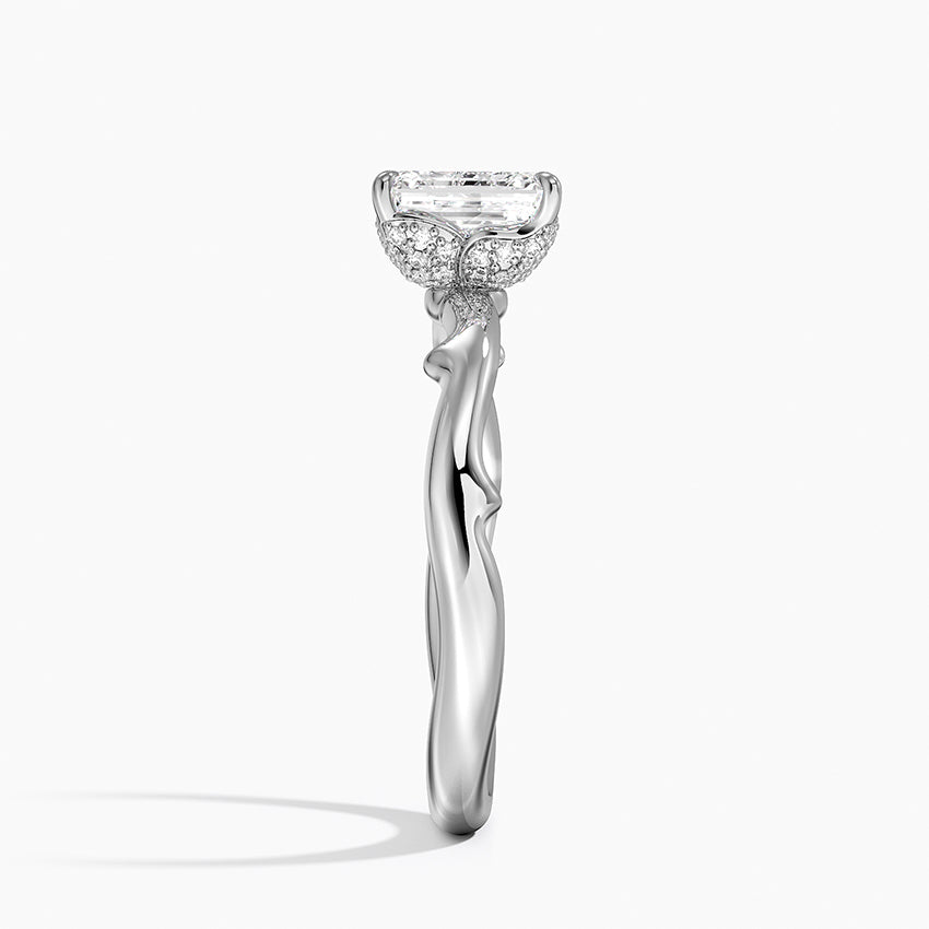 Rose Thorn Hidden Accent Diamond Ring (1/4 ct. tw.) Platinum Emerald Engagement Ring