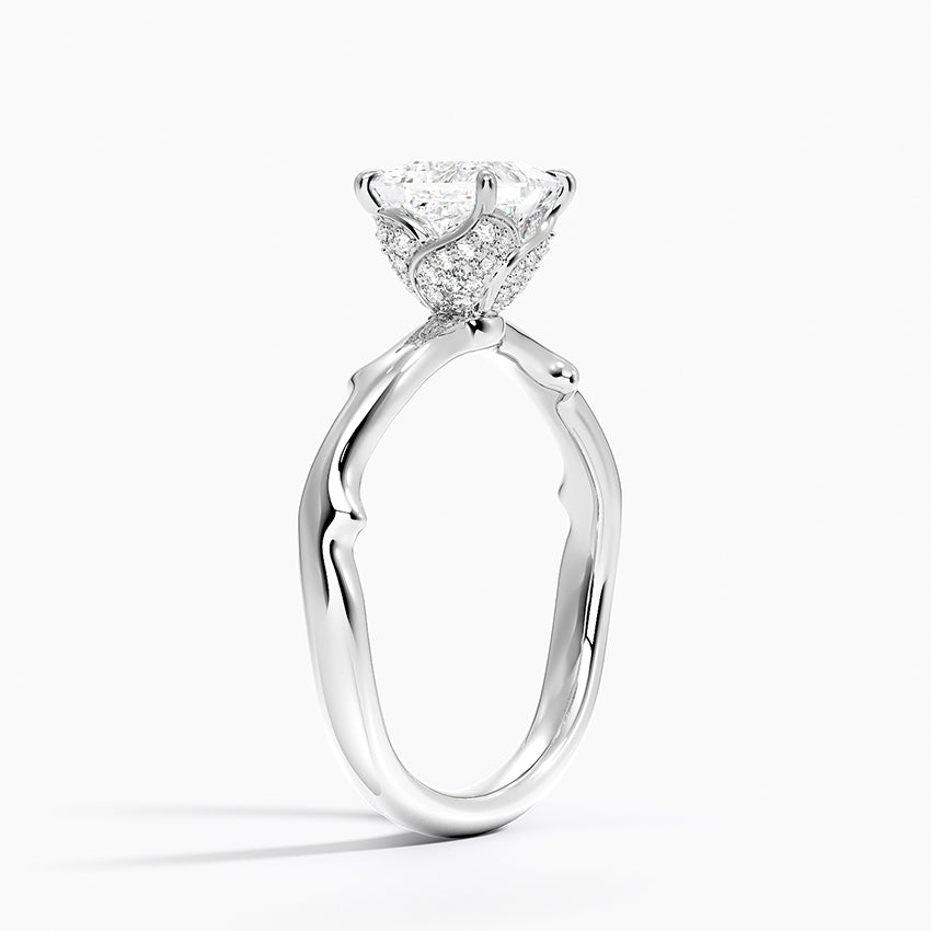 Rose Thorn Hidden Accent Diamond Ring (1/4 ct. tw.) Platinum Princess Engagement Ring