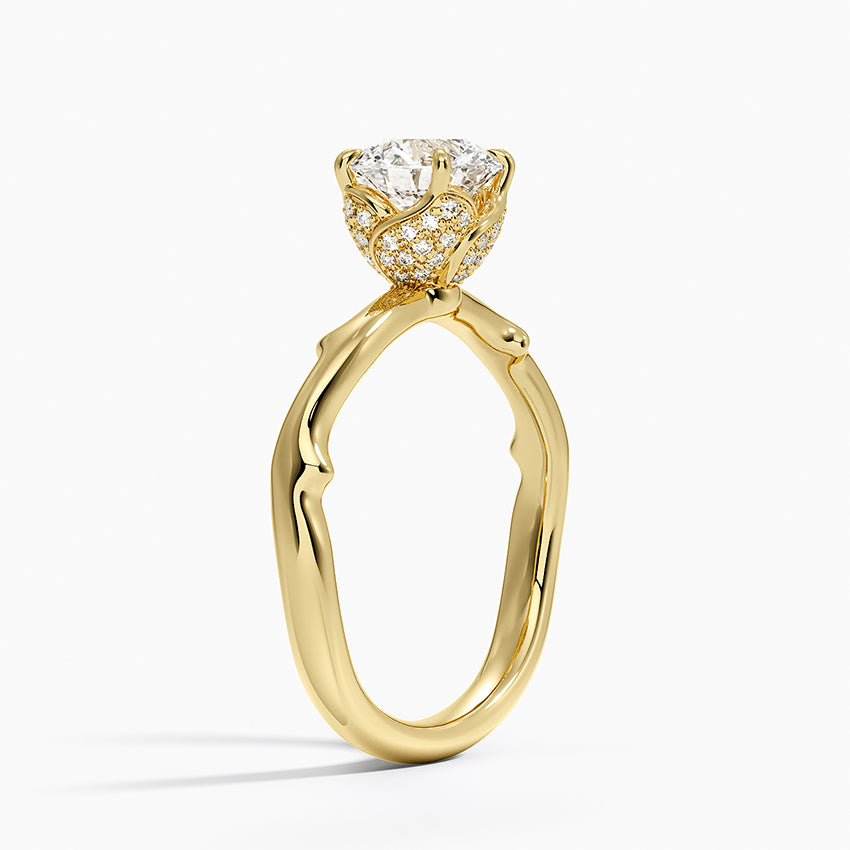 Rose Thorn Hidden Accent Diamond Ring (1/4 ct. tw.) Yellow Gold 18k Round Engagement Ring