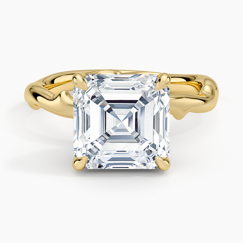 Rose Thorn Hidden Accent Diamond Ring (1/4 ct. tw.) Yellow Gold 18k Asscher Engagement Ring