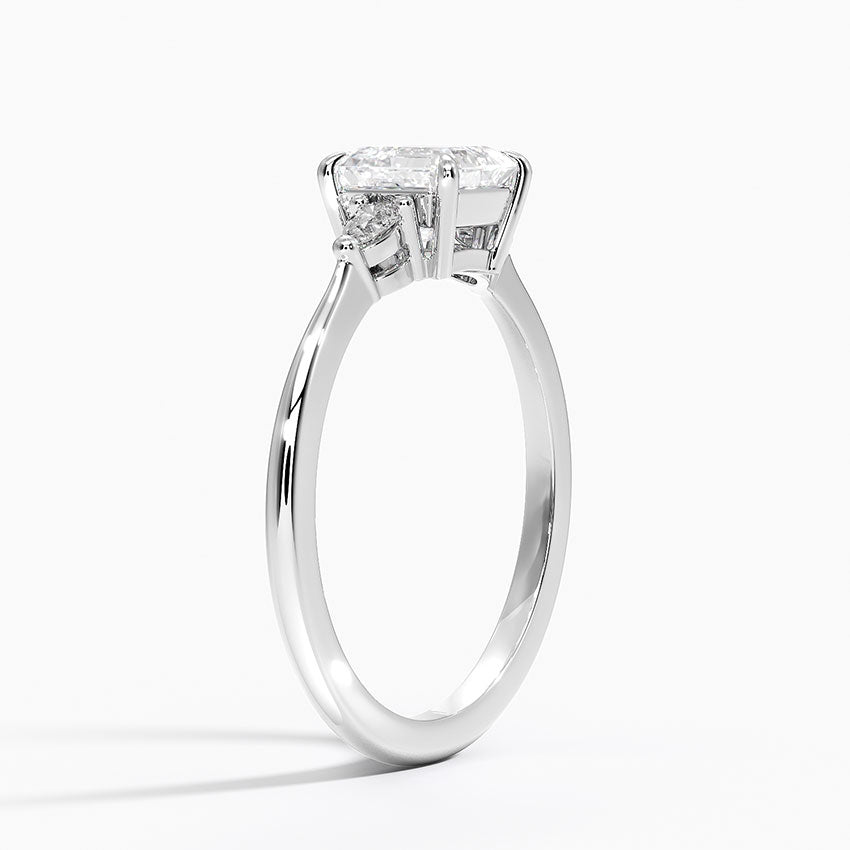 Aria Three Stone Diamond Ring (1/10 ct. tw.) Platinum Asscher Engagement Ring
