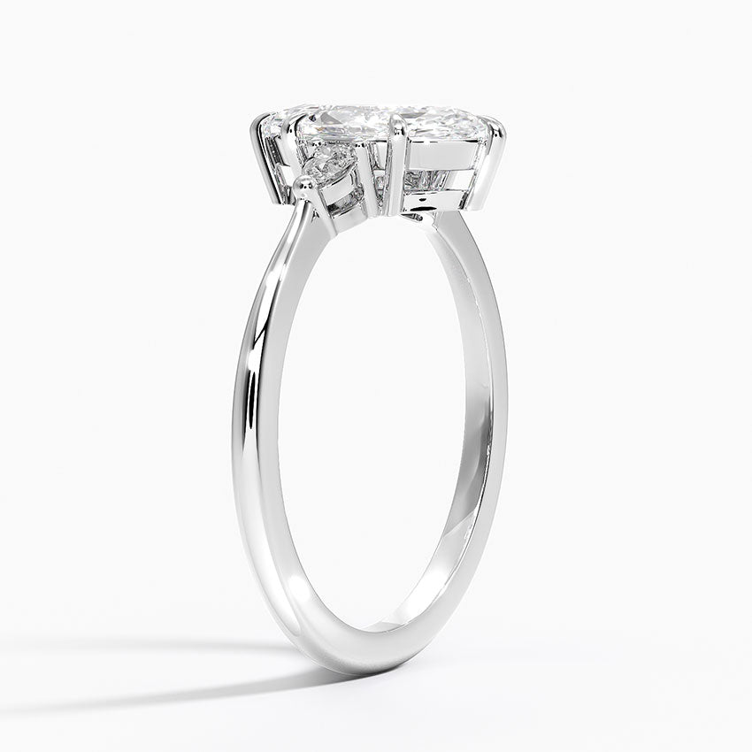 Aria Three Stone Diamond Ring (1/10 ct. tw.) Platinum Marquise Engagement Ring
