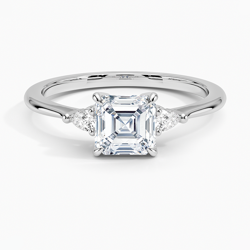 Aria Three Stone Diamond Ring (1/10 ct. tw.) Platinum Asscher Engagement Ring