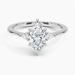 Aria Three Stone Diamond Ring (1/10 ct. tw.) Platinum Marquise Engagement Ring