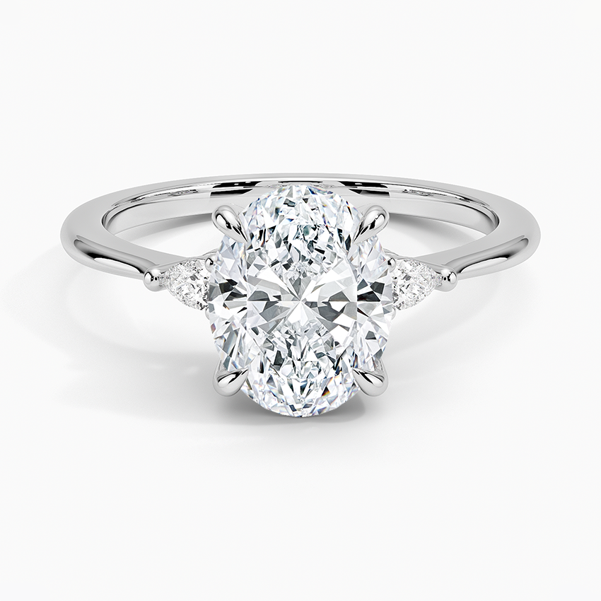 Aria Three Stone Diamond Ring (1/10 ct. tw.) Platinum Oval Engagement Ring