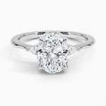 Aria Three Stone Diamond Ring (1/10 ct. tw.) Platinum Oval Engagement Ring