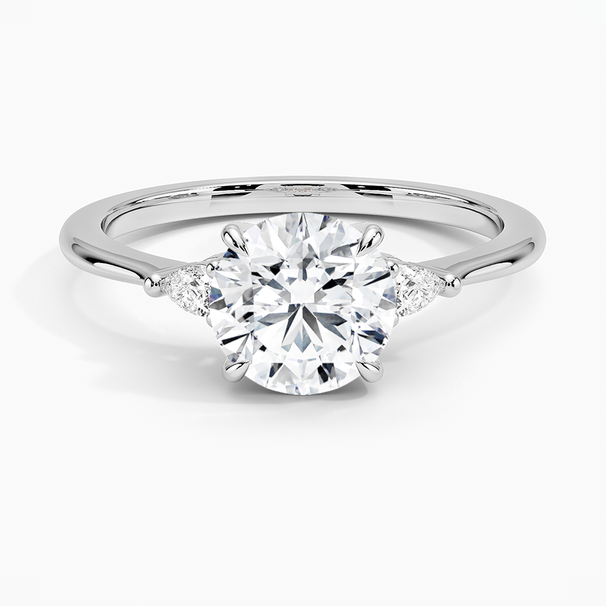 Aria Three Stone Diamond Ring (1/10 ct. tw.) Platinum Round Engagement Ring