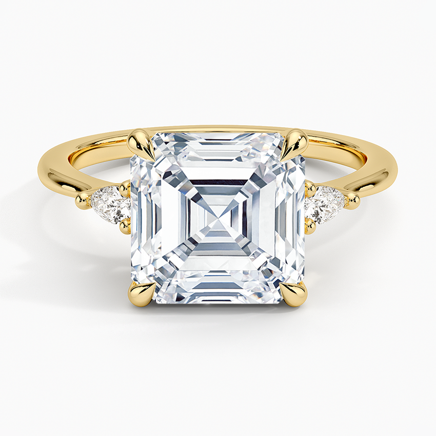 Aria Three Stone Diamond Ring (1/10 ct. tw.) Yellow Gold 18k Asscher Engagement Ring