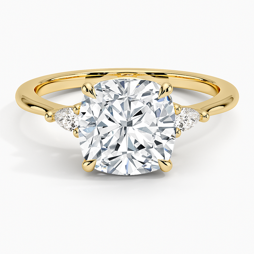 Aria Three Stone Diamond Ring (1/10 ct. tw.) Yellow Gold 18k Cushion Engagement Ring