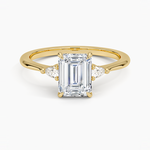 Aria Three Stone Diamond Ring (1/10 ct. tw.) Yellow Gold 18k Emerald Engagement Ring
