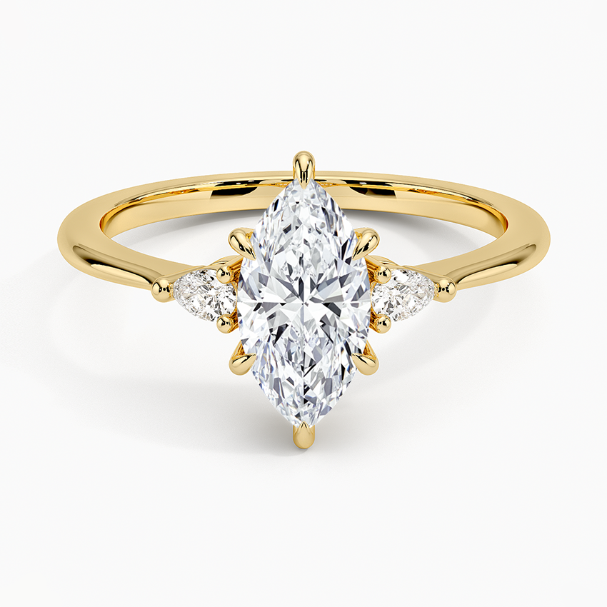 Aria Three Stone Diamond Ring (1/10 ct. tw.) Yellow Gold 18k Marquise Engagement Ring