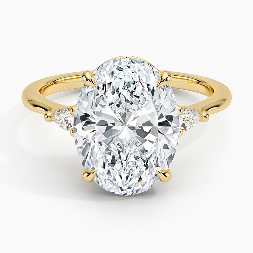 Aria Three Stone Diamond Ring (1/10 ct. tw.) Yellow Gold 18k Oval Engagement Ring