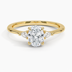 Petite Opera Three Stone Diamond Ring (1/4 ct. tw.) Yellow Gold 18k Oval Engagement Ring