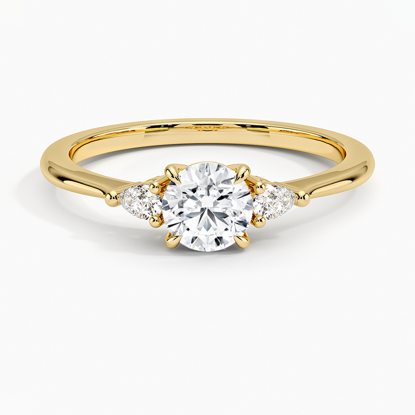 Aria Three Stone Diamond Ring (1/10 ct. tw.) Yellow Gold 18k Round Engagement Ring