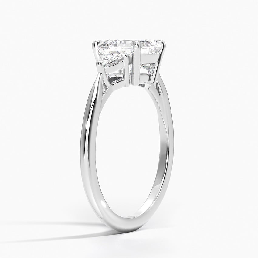 Trillion Cut Three Stone Diamond Ring Platinum Asscher Engagement Ring