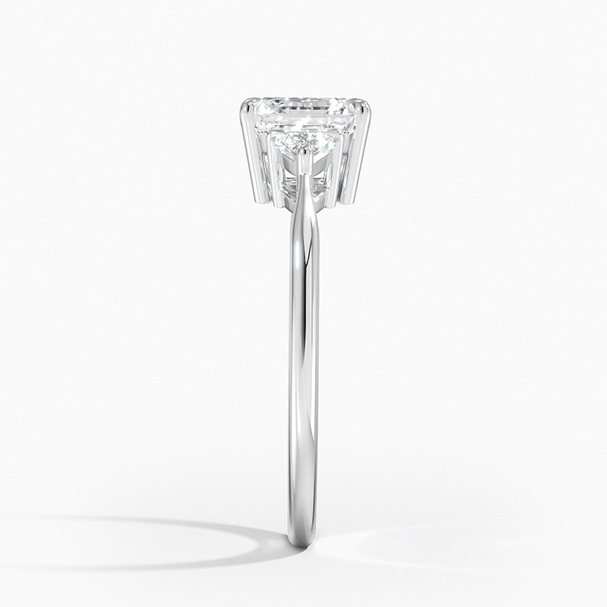 Trillion Cut Three Stone Diamond Ring Platinum Asscher Engagement Ring
