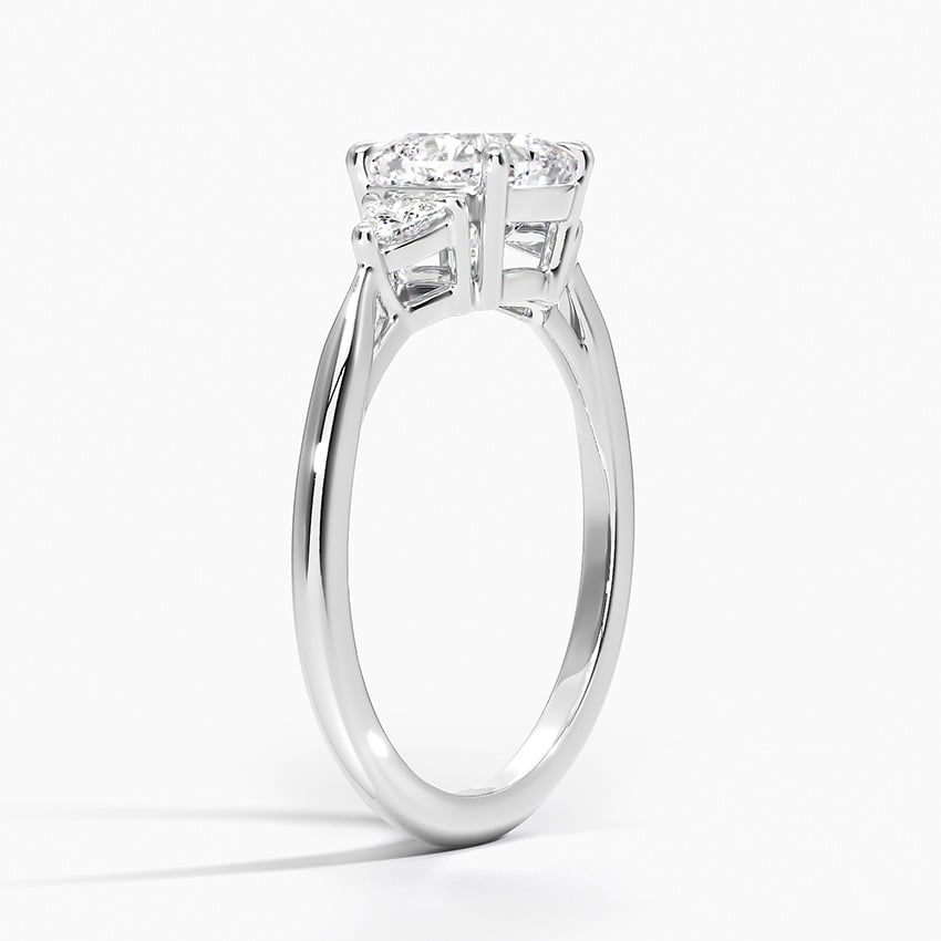 Trillion Cut Three Stone Diamond Ring Platinum Cushion Engagement Ring