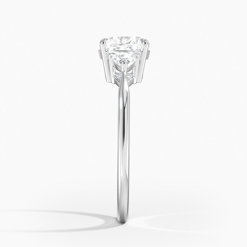 Trillion Cut Three Stone Diamond Ring Platinum Cushion Engagement Ring
