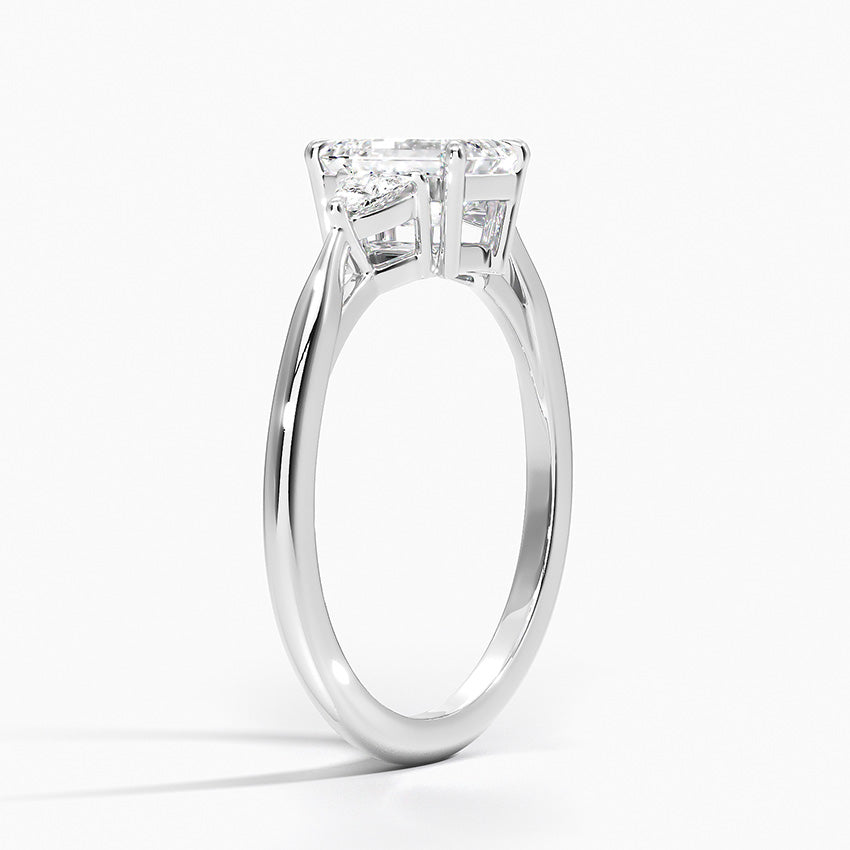 Trillion Cut Three Stone Diamond Ring Platinum Emerald Engagement Ring