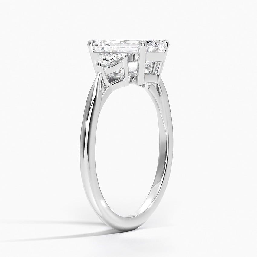 Trillion Cut Three Stone Diamond Ring Platinum Emerald Engagement Ring