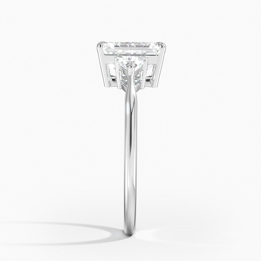 Trillion Cut Three Stone Diamond Ring Platinum Emerald Engagement Ring