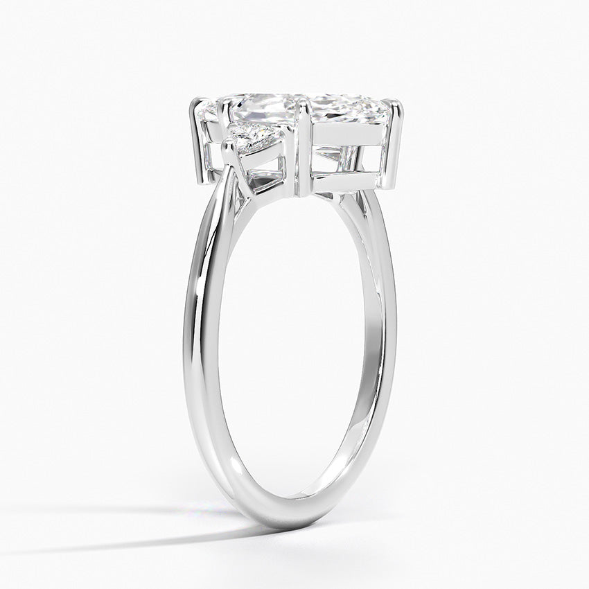 Trillion Cut Three Stone Diamond Ring Platinum Marquise Engagement Ring