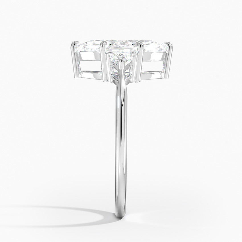 Trillion Cut Three Stone Diamond Ring Platinum Marquise Engagement Ring