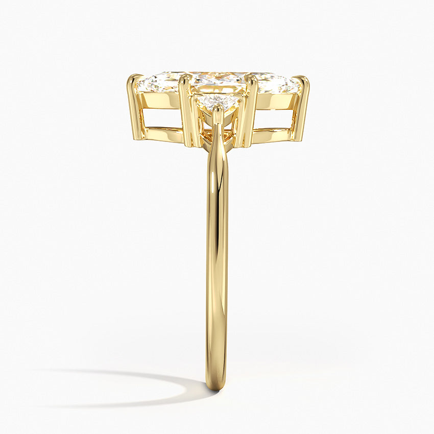 Trillion Cut Three Stone Diamond Ring Yellow Gold 18k Marquise Engagement Ring