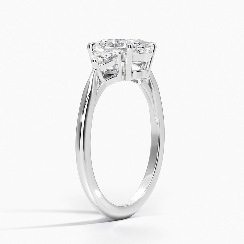 Trillion Cut Three Stone Diamond Ring Platinum Oval Engagement Ring