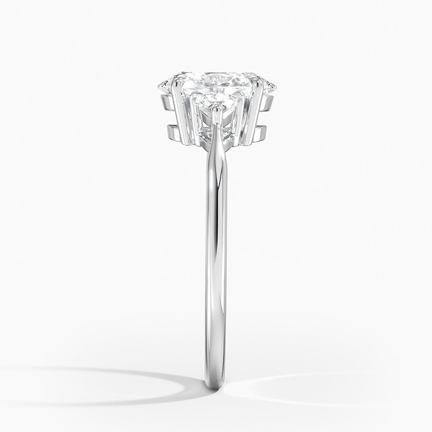 Trillion Cut Three Stone Diamond Ring Platinum Oval Engagement Ring