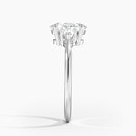 Trillion Cut Three Stone Diamond Ring Platinum Oval Engagement Ring