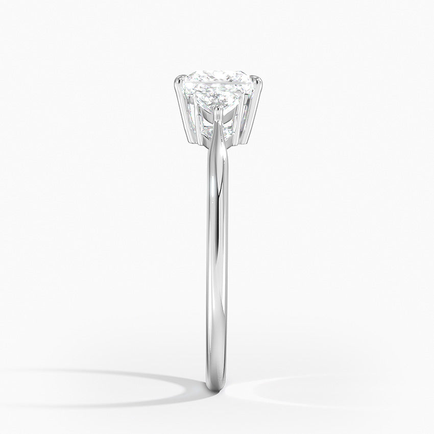 Trillion Cut Three Stone Diamond Ring Platinum Princess Engagement Ring