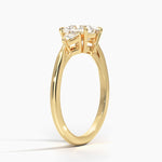 Trillion Cut Three Stone Diamond Ring Yellow Gold 18k Princess Engagement Ring