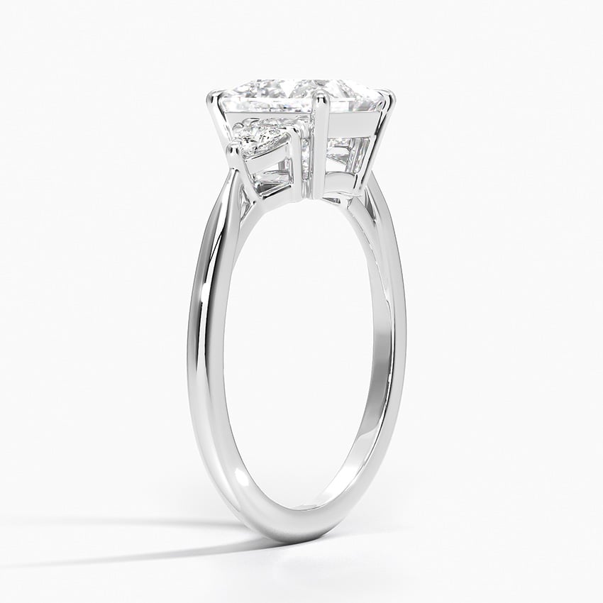 Trillion Cut Three Stone Diamond Ring Platinum Princess Engagement Ring