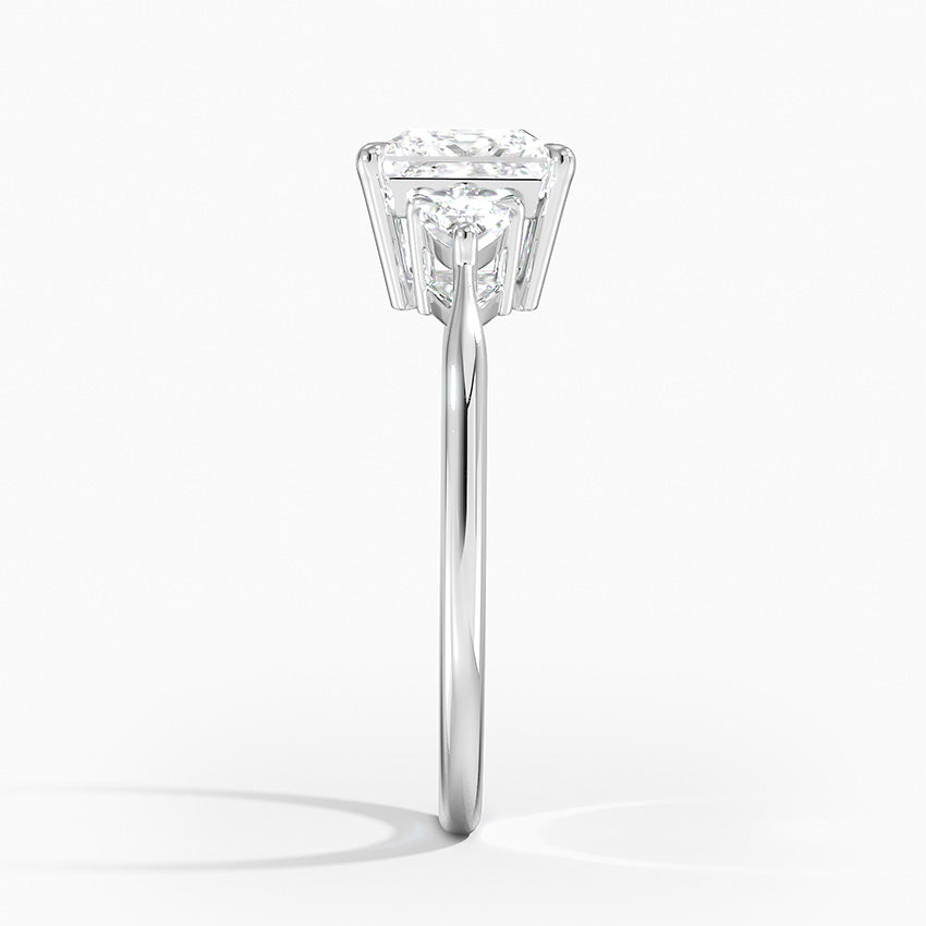 Trillion Cut Three Stone Diamond Ring Platinum Princess Engagement Ring
