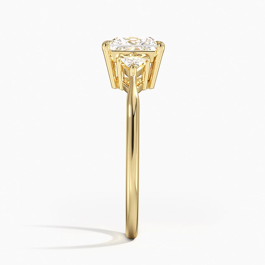 Trillion Cut Three Stone Diamond Ring Yellow Gold 18k Princess Engagement Ring
